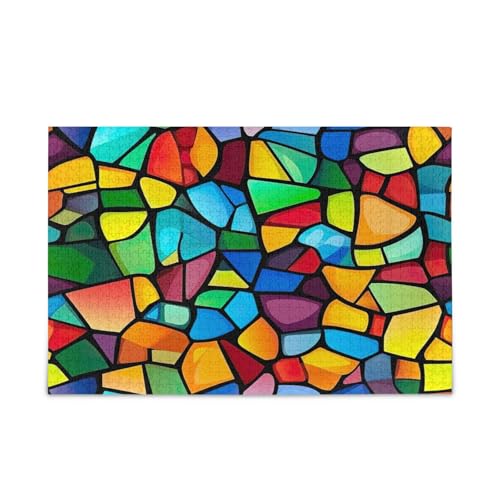 Abstrakte Buntglas-Puzzle, Holz-Puzzle, Erwachsene, 1000 Teile, Puzzle für Familie, 74 x 70 cm Abstrakte Buntglas-Puzzle, Holz-Puzzle, Erwachsene, 1000 Teile, Puzzle für Familie, 74 x 70 cm von RPLIFE