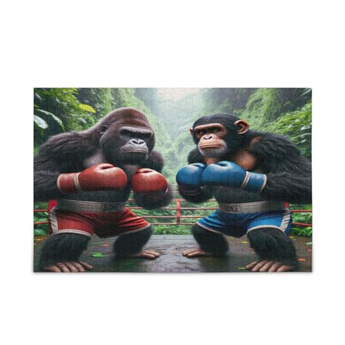 Apes Boxing Puzzles, Einzigartige Puzzles, Lustige Puzzles für Erwachsene, Puzzle mit Buchstaben auf Rückseite von RPLIFE