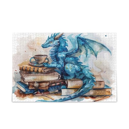 Aquarell-Drachen- und Buch-Puzzle, einzigartige Puzzles für Erwachsene, 1000 Teile, Puzzle für Erwachsene, 74 x 70 cm Aquarell-Drachen- und Buch-Puzzle, einzigartige Puzzles für Erwachsene, 1000 Teile, Puzzle für Erwachsene, 74 x 70 cm von RPLIFE