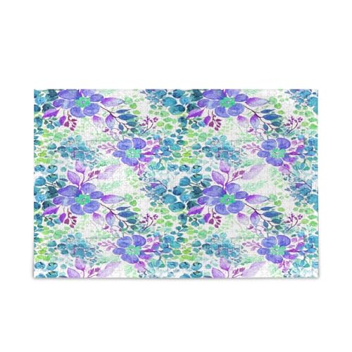 Aquarell-Puzzle, Blau, Grün, Lila, Blumenblätter, Holzpuzzle, Erwachsene, 500 Teile, Puzzle für Familie, 50 x 37 cm Aquarell-Puzzle, Blau, Grün, Lila, Blumenblätter, Holzpuzzle, Erwachsene, 500 Teile, Puzzle für Familie, 50 x 37 cm von RPLIFE