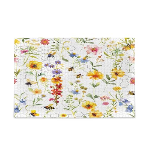 Aquarell-Wildblumen-Holz-Puzzle, Familienpuzzle, 500 Teile, 50 x 37 cm Aquarell-Wildblumen-Holz-Puzzle, Familienpuzzle, 500 Teile, 50 x 37 cm von RPLIFE