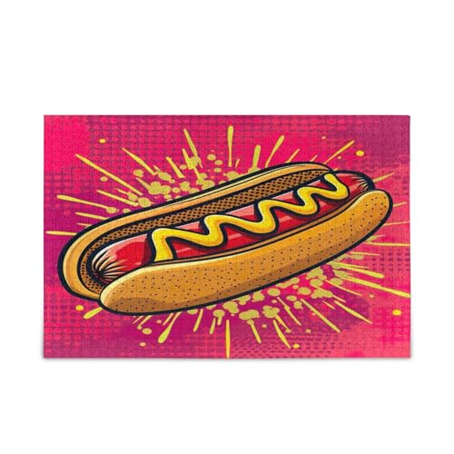 Art Hot Dog Holzpuzzle für Erwachsene, 500 Teile, Puzzle für Familie, 50 x 37 cm von RPLIFE