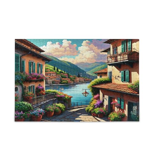 Attraktive Ansicht Kleines Dorf entlang Erwachsenenpuzzles für Erwachsene, 500 Teile, 50 x 37 cm von RPLIFE