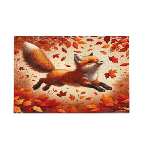 Autumn Cut Springender Fuchs Puzzle Spielzeug 500 Teile Puzzle für Familie 50,5 × 37,8 cm von RPLIFE