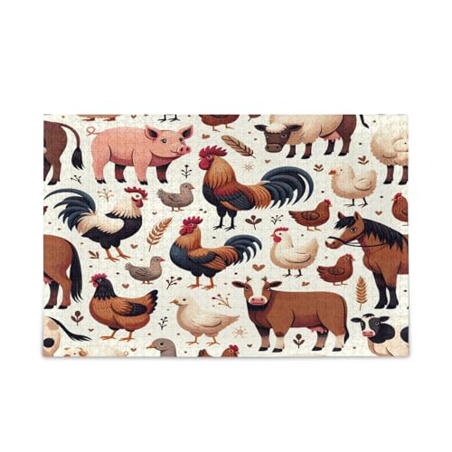 Bauernhoftiere Schweine Hahne Kühe Erwachsene Holzpuzzles Puzzle 500 Teile 20,5 × 14,22,9 cm Bauernhoftiere Schweine Hahne Kühe Erwachsene Holzpuzzles Puzzle 500 Teile 20,5 × 14,22,9 cm von RPLIFE