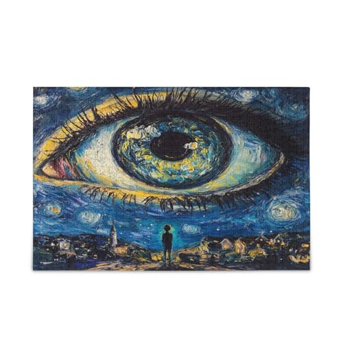 Beautiful Eye Sternennachtstil, blaues Holzpuzzle für Erwachsene, 1000 Teile, Puzzle für Familie, 74 x 50 cm Beautiful Eye Sternennachtstil, blaues Holzpuzzle für Erwachsene, 1000 Teile, Puzzle für Familie, 74 x 50 cm von RPLIFE