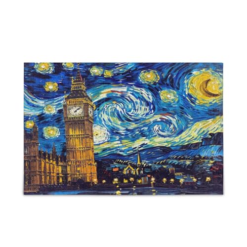 Big Ben London Sternennacht Blaue Holzpuzzles Holzpuzzle Erwachsene 500 Teile Puzzle für Familie 50,5 x 37,8 cm Big Ben London Sternennacht Blaue Holzpuzzles Holzpuzzle Erwachsene 500 Teile Puzzle für Familie 50,5 x 37,8 cm von RPLIFE