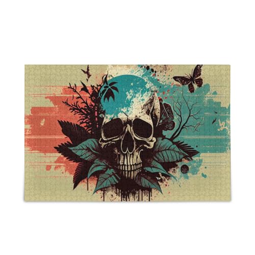 Blau-rotes Aquarell-Schädelkopf-Puzzle, einzigartige Puzzles für Erwachsene, 1000 Teile, Puzzle für Erwachsene, 74 x 70 cm Blau-rotes Aquarell-Schädelkopf-Puzzle, einzigartige Puzzles für Erwachsene, 1000 Teile, Puzzle für Erwachsene, 74 x 70 cm von RPLIFE