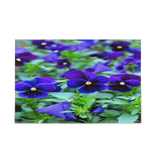 Blaue Stiefmütterchen Bloom and Bloom Erwachsenenpuzzles Lustige Puzzles für Erwachsene 500 Teile Puzzle für Familie 50,5 × 37,8 cm von RPLIFE