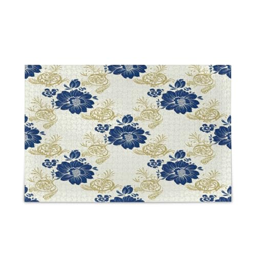 Blaue und weiße Blumenpuzzles Familienpuzzles 500 Teile 20,5 × 14,22,9 cm von RPLIFE