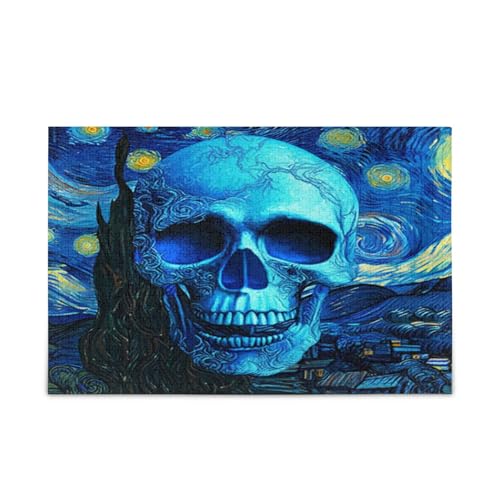 Blauer Totenkopf, wirbelnder himmelblauer Puzzle, Holzpuzzle für Erwachsene, 1000 Teile, Puzzle für Familie, 75 x 70 cm Blauer Totenkopf, wirbelnder himmelblauer Puzzle, Holzpuzzle für Erwachsene, 1000 Teile, Puzzle für Familie, 75 x 70 cm von RPLIFE