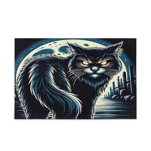 Böse Katze Erwachsene Holzpuzzles Schönes Puzzle 500 Teile Puzzle für Familie 20,5 × 14,22,9 cm Böse Katze Erwachsene Holzpuzzles Schönes Puzzle 500 Teile Puzzle für Familie 20,5 × 14,22,9 cm von RPLIFE