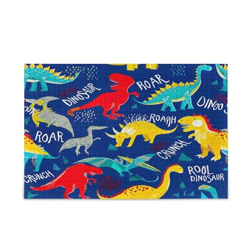 Bunte Dinosaurier-Holzpuzzles für Erwachsene, 1000 Teile, Puzzle für Familie, 74 x 70 cm, Blau Bunte Dinosaurier-Holzpuzzles für Erwachsene, 1000 Teile, Puzzle für Familie, 74 x 70 cm, Blau von RPLIFE