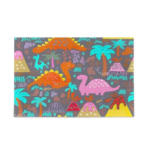 Bunte Dinosaurier-Puzzle, Familienpuzzle, 500 Teile, 50,5 x 37,8 cm von RPLIFE