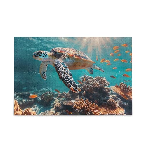 Bunte Korallen-Meeresschildkröten-Holz-Puzzles, Holzpuzzles für Erwachsene, 1000 Teile, Puzzle für Familie, 75 x 70 cm Bunte Korallen-Meeresschildkröten-Holz-Puzzles, Holzpuzzles für Erwachsene, 1000 Teile, Puzzle für Familie, 75 x 70 cm von RPLIFE