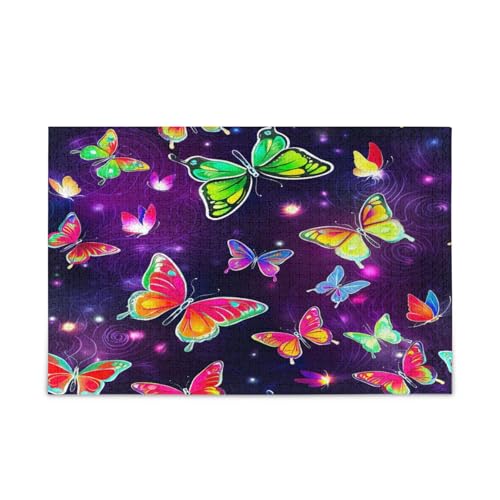 Bunte Schmetterlinge, violetter Farbverlauf, Erwachsenen-Puzzles für Familie, 500 Teile, 50 x 37 cm Bunte Schmetterlinge, violetter Farbverlauf, Erwachsenen-Puzzles für Familie, 500 Teile, 50 x 37 cm von RPLIFE