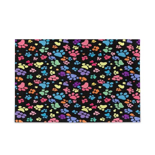 Bunte niedliche Pfotenabdrücke Erwachsene Holzpuzzles Bilderpuzzle 1000 Teile Puzzle für Familie 74 x 70 cm von RPLIFE
