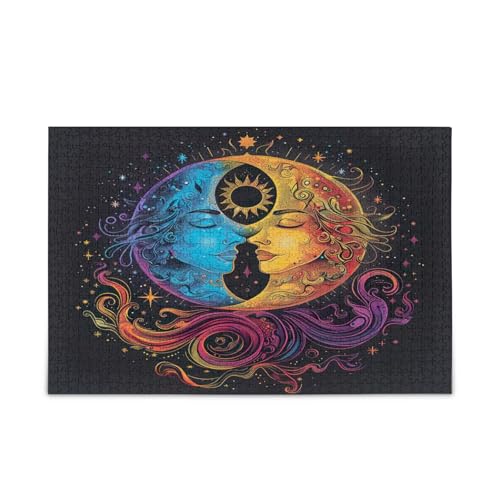 Buntes Holzpuzzle mit Mond und Sonne, Holzpuzzle für Erwachsene, 500 Teile, Puzzle für Familie, 50 x 37 cm Buntes Holzpuzzle mit Mond und Sonne, Holzpuzzle für Erwachsene, 500 Teile, Puzzle für Familie, 50 x 37 cm von RPLIFE