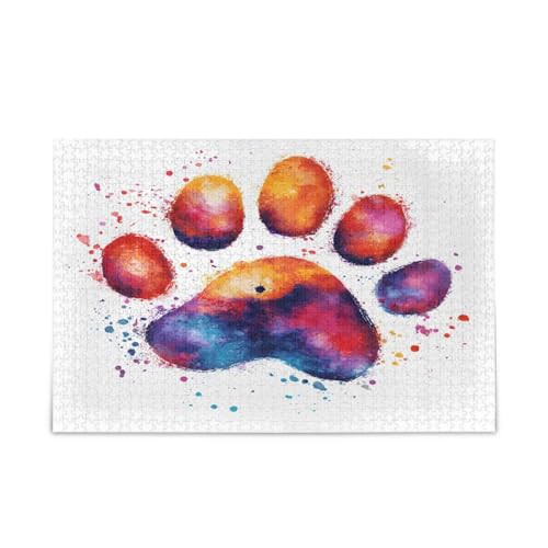Buntes Puzzle mit Hundepfotenabdruck, 1000-teiliges Puzzle für Erwachsene, Holzpuzzles für Erwachsene, Familienpuzzles für Kinder und Erwachsene Buntes Puzzle mit Hundepfotenabdruck, 1000-teiliges Puzzle für Erwachsene, Holzpuzzles für Erwachsene, Familienpuzzles für Kinder und Erwachsene von RPLIFE