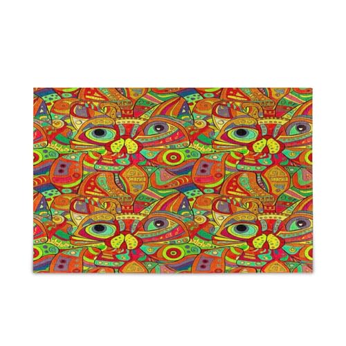 Buntes abstraktes Katzenholz-Puzzle, Bildpuzzle, 500 Teile, Puzzle für Familie, 50 x 37 cm von RPLIFE