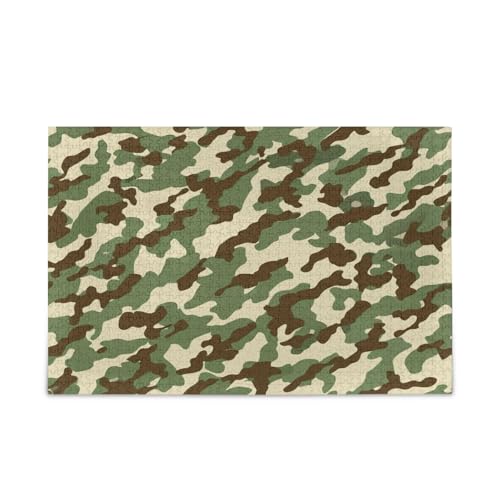 Camouflage Green Wooden Puzzles Puzzles for Adults 1000 Pieces 29.5×19.17.8 cm von RPLIFE