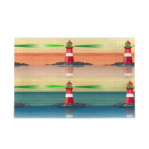 Cartoon Chic Leuchtturm Erwachsenen-Puzzle mit Buchstaben auf der Rückseite, 1000 Teile, Puzzle für Familie, 74 x 50 cm Cartoon Chic Leuchtturm Erwachsenen-Puzzle mit Buchstaben auf der Rückseite, 1000 Teile, Puzzle für Familie, 74 x 50 cm von RPLIFE