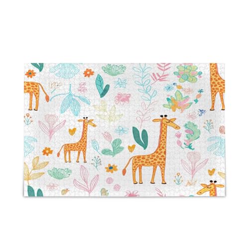Cartoon-Giraffen-Holzpuzzle, hübsches Puzzle, 1000 Teile, Puzzle für Familie, 74 x 70 cm Cartoon-Giraffen-Holzpuzzle, hübsches Puzzle, 1000 Teile, Puzzle für Familie, 74 x 70 cm von RPLIFE