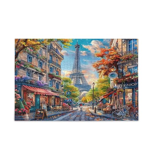 City Street Paris Puzzle für Erwachsene, hübsche Puzzles, 1000 Teile, Puzzle für Familie, 74 x 70 cm von RPLIFE