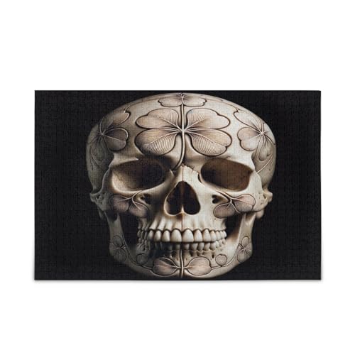 Clovers Skull Front Vie Puzzles, Einzigartiges Puzzle, Hübsche Puzzles, Bildpuzzles von RPLIFE