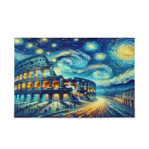 Colosseum Under Starry Night Puzzle für Erwachsene, schöne Puzzles für Erwachsene, 1000 Teile, Puzzle für Familie, 74 x 70 cm von RPLIFE