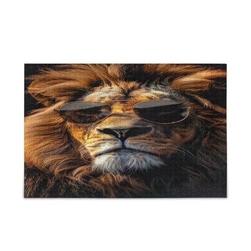 Cool Lion Sonnenbrille Holz Puzzle Holz Puzzle Erwachsene 500 Teile Puzzle für Familie 50,5 × 37,8 cm Cool Lion Sonnenbrille Holz Puzzle Holz Puzzle Erwachsene 500 Teile Puzzle für Familie 50,5 × 37,8 cm von RPLIFE
