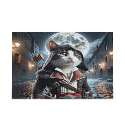 Coole Katze Erwachsene Holzpuzzles Einzigartige Puzzles für Erwachsene Lustige Puzzles Puzzle Spielzeug von RPLIFE