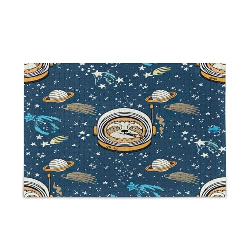 Cooles Faultier-Weltraum-Puzzle, tiefblaues Holz-Puzzle, Gedankenspiele für Erwachsene, 500 Teile, Puzzle für Familie, 50 x 37 cm von RPLIFE