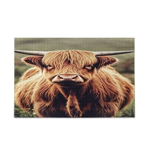 Curious Highland Cow Holzpuzzles für Erwachsene, 1000 Teile, Puzzle für Erwachsene, 74 x 70 cm Curious Highland Cow Holzpuzzles für Erwachsene, 1000 Teile, Puzzle für Erwachsene, 74 x 70 cm von RPLIFE