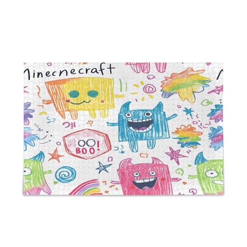 Cute Cartoon Crayon Monsters Family Puzzle, 1000 Teile Puzzles, Fun Puzzles, Bilderpuzzle von RPLIFE