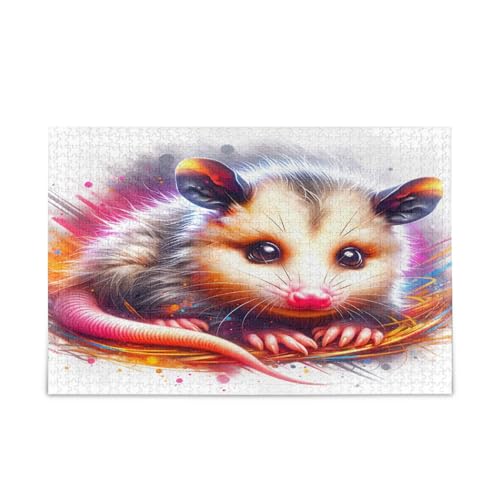 Cute Opossum Anima Wooden Jigsaw Puzzles 1000 Piece Puzzle for Adults 29.5×19.17.8 cm von RPLIFE