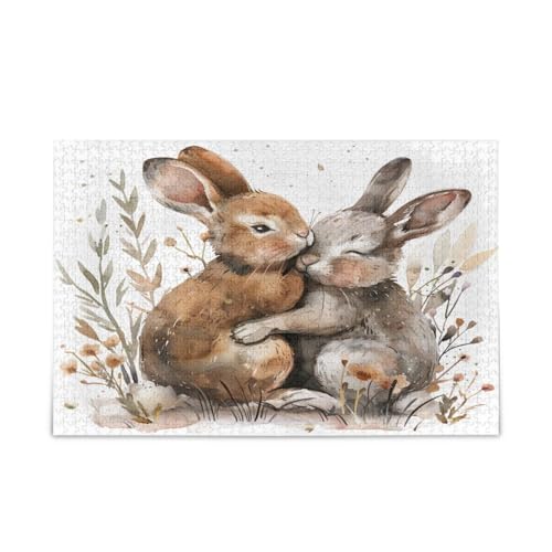 Cute Rabbit Bunny Erwachsene Holzpuzzles Puzzle mit Buchstaben auf der Rückseite, 500 Teile Puzzle für Familie, 50,5 × 37,8 cm Cute Rabbit Bunny Erwachsene Holzpuzzles Puzzle mit Buchstaben auf der Rückseite, 500 Teile Puzzle für Familie, 50,5 × 37,8 cm von RPLIFE