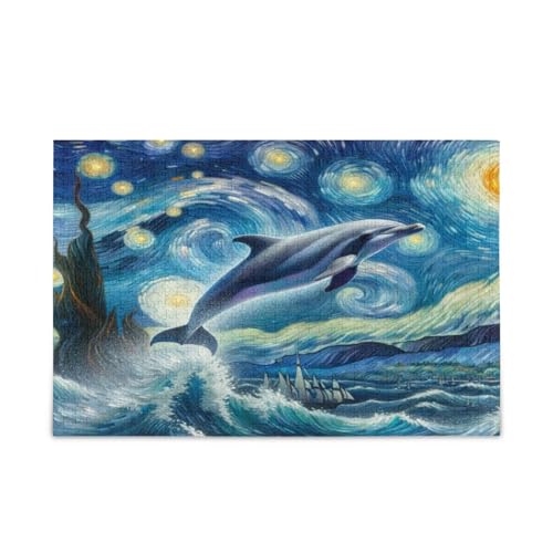 Dolphin Flying Starry Night Holz-Puzzle, Familienpuzzle, 500 Teile, 50 x 37 cm Dolphin Flying Starry Night Holz-Puzzle, Familienpuzzle, 500 Teile, 50 x 37 cm von RPLIFE