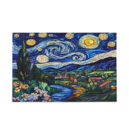 Dorf Fluss Berg Sternennacht Stil Holzpuzzles Holzpuzzle Erwachsene 1000 Teile Puzzle für Familie 29,5 × 19,78 cm Dorf Fluss Berg Sternennacht Stil Holzpuzzles Holzpuzzle Erwachsene 1000 Teile Puzzle für Familie 29,5 × 19,78 cm von RPLIFE