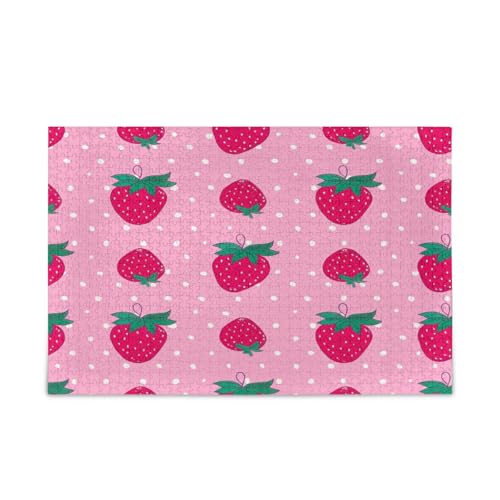 Erdbeeren Rosa Erwachsenen-Puzzle, schönes Puzzle, 1000 Teile, Puzzle für Familie, 74 x 70 cm von RPLIFE