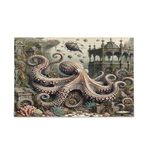 Fantasy Vintage Octopus Puzzle 1000 Teile Hübsches Holzpuzzle mit Buchstaben auf der Rückseite, schöne lustige Puzzles für Erwachsene oder Familie Fantasy Vintage Octopus Puzzle 1000 Teile Hübsches Holzpuzzle mit Buchstaben auf der Rückseite, schöne lustige Puzzles für Erwachsene oder Familie von RPLIFE