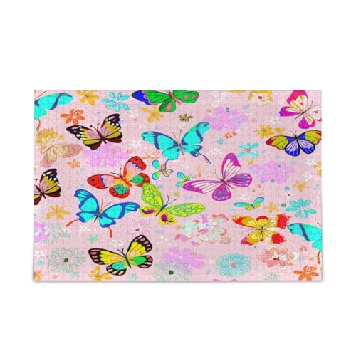 Farbenfrohes Schmetterlings-Garten-Puzzle, für Erwachsene, Familienpuzzle, 1000 Teile, 75 x 50 cm von RPLIFE