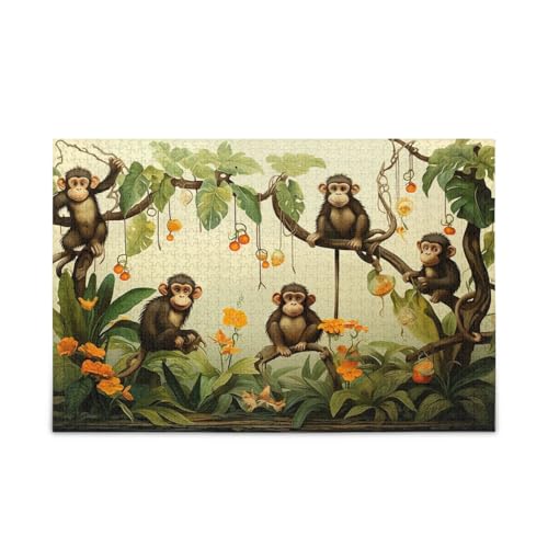 Five Cute Monkey on Tree with Bananas and Leaves Adult Jigsaw Puzzles, 1000 Piece Puzzles, Unique Puzzle, Family Puzzles for Kids and Adults Five Cute Monkey on Tree with Bananas and Leaves Adult Jigsaw Puzzles, 1000 Piece Puzzles, Unique Puzzle, Family Puzzles for Kids and Adults von RPLIFE