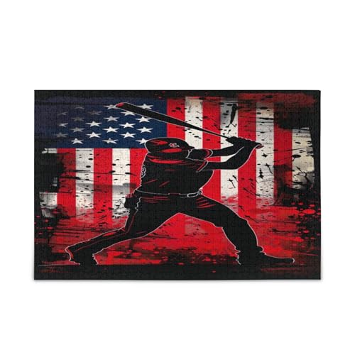 Flaggen-Baseballspieler-Puzzle, Gehirnspiel, 1000 Teile, Puzzle für Familie, 74 x 70 cm Flaggen-Baseballspieler-Puzzle, Gehirnspiel, 1000 Teile, Puzzle für Familie, 74 x 70 cm von RPLIFE