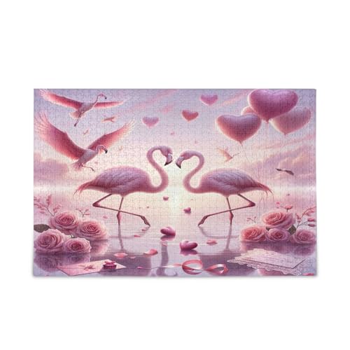 Flamingos Holzpuzzle für Erwachsene, Puzzles für Familie, 500 Teile, 50 x 37 cm von RPLIFE