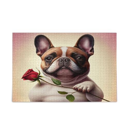 Französische Bulldogge Rose Erwachsene Holzpuzzle Erwachsene Puzzles 500 Teile 50,5 × 37,8 cm Französische Bulldogge Rose Erwachsene Holzpuzzle Erwachsene Puzzles 500 Teile 50,5 × 37,8 cm von RPLIFE