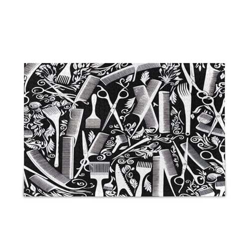 Friseurwerkzeuge Schwarz Erwachsene Puzzles Lustige Puzzles 500 Teile Puzzle für Familie 20,5 × 14,22,9 cm von RPLIFE