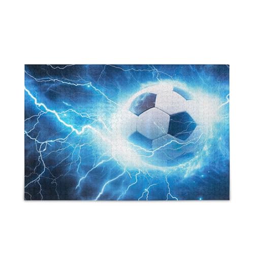 Fußball-Puzzle mit blauem Blitz, für Erwachsene, mit Buchstaben auf der Rückseite, 1000 Teile, Puzzle für Familie, 75 x 70 cm von RPLIFE