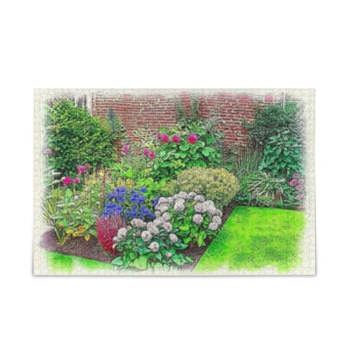 Garten-Puzzle, blühende Blumen, Holz-Puzzle, Spielzeug, 500 Teile, Puzzle für Familie, 50 x 37 cm Garten-Puzzle, blühende Blumen, Holz-Puzzle, Spielzeug, 500 Teile, Puzzle für Familie, 50 x 37 cm von RPLIFE