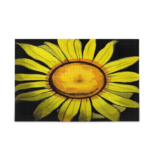 Gelbe Sonnenblumen, schwarze Holz-Puzzle, 1000 Teile, 75 x 50 cm Gelbe Sonnenblumen, schwarze Holz-Puzzle, 1000 Teile, 75 x 50 cm von RPLIFE